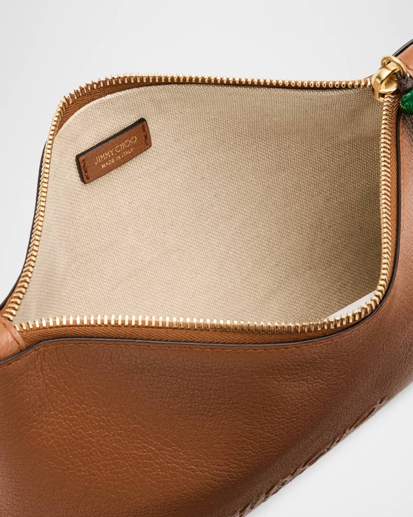 Jimmy Choo Zipped Leather Flat Pouch | Neiman Marcus