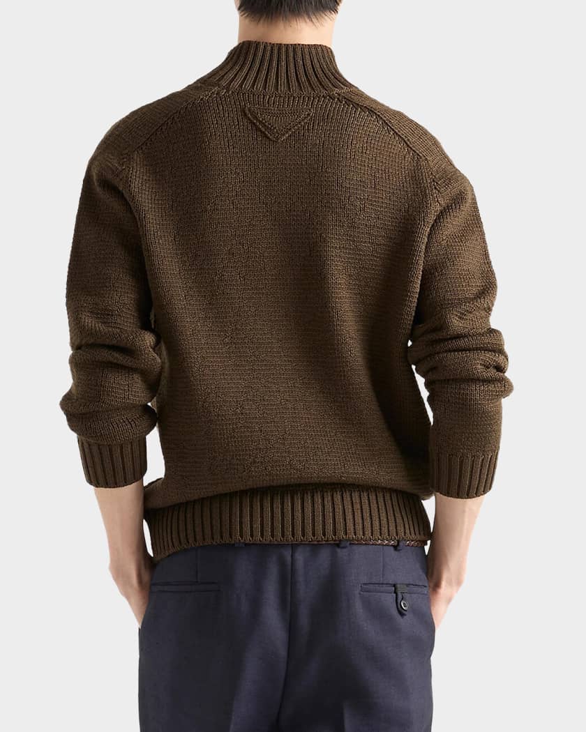 Prada Men's Wool Turtleneck Half-Zip Henley Sweater | Neiman Marcus