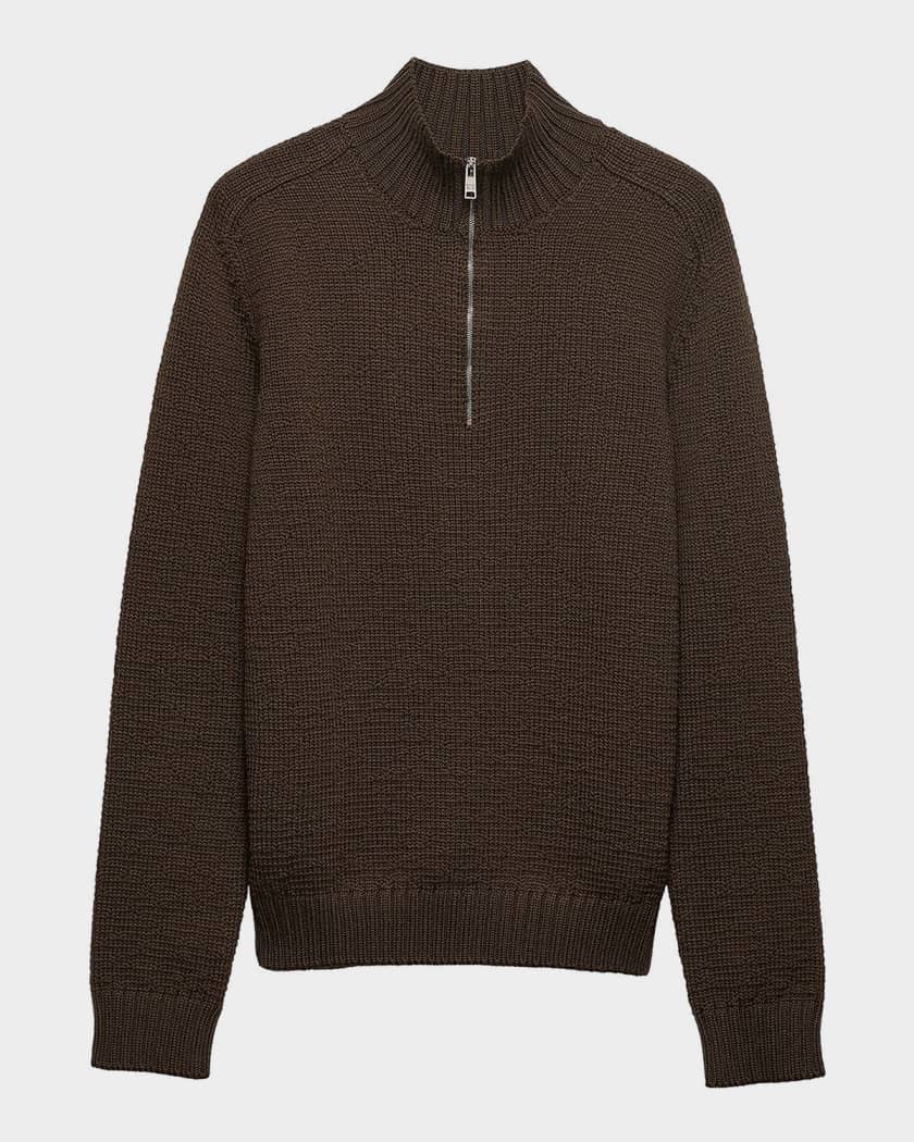 Prada Men's Wool Turtleneck Half-Zip Henley Sweater | Neiman Marcus