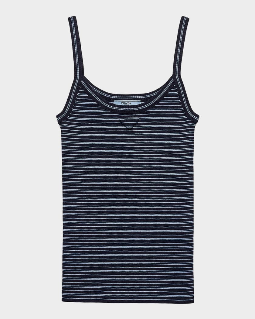 Prada Striped Cotton Rib Tank Top | Neiman Marcus