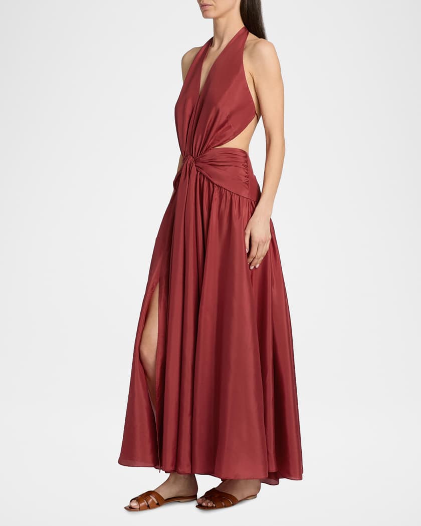 zimmermann silk plunge dress Zimmermann Indra Printed Cotton Silk Maxi Dress