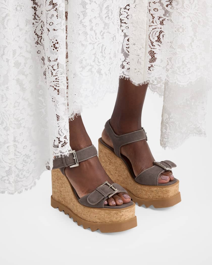 Stella McCartney 120mm Sneak-Elyse Vegan Suede Platform Sandals