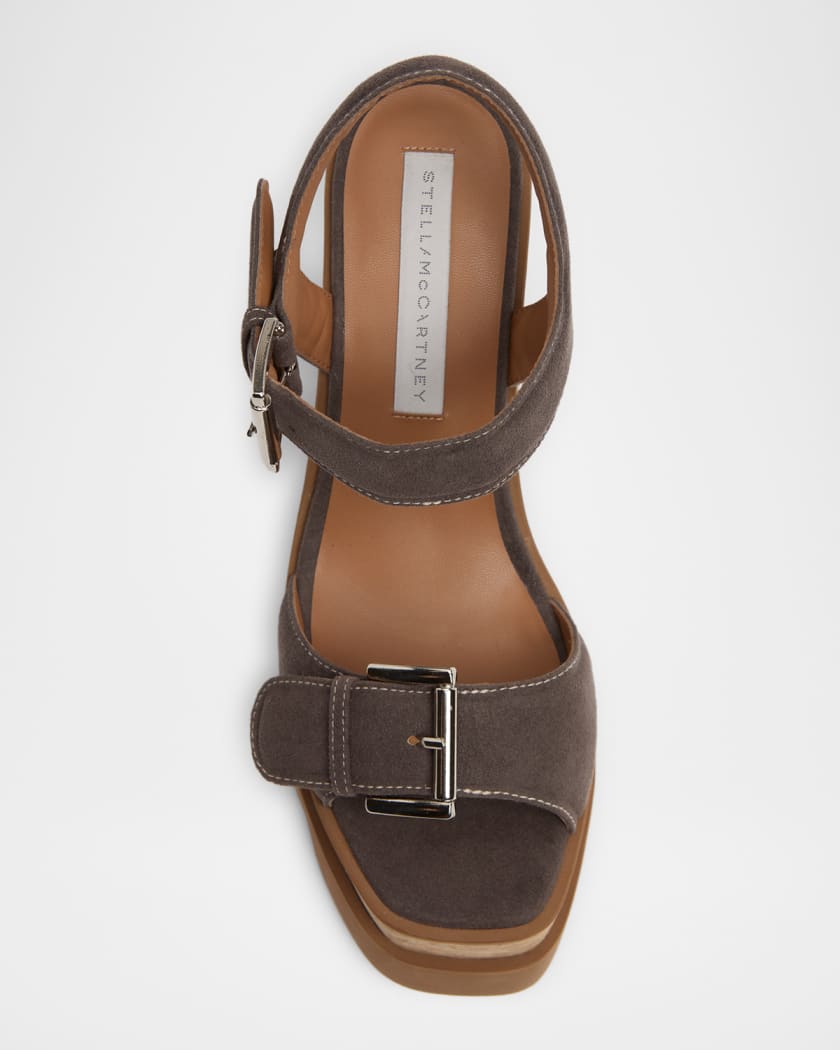 Stella McCartney 120mm Sneak-Elyse Vegan Suede Platform Sandals