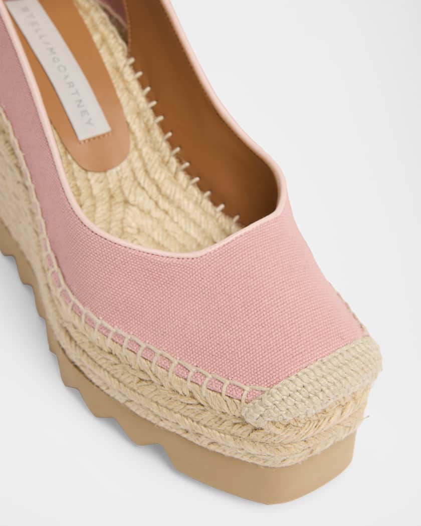 Stella McCartney 110mm Gaia Slingback Canvas Wedge Espadrilles