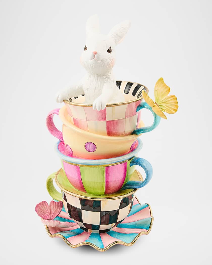 MacKenzie-Childs Frolic Spring Stacked Teacup Bunny | Neiman Marcus