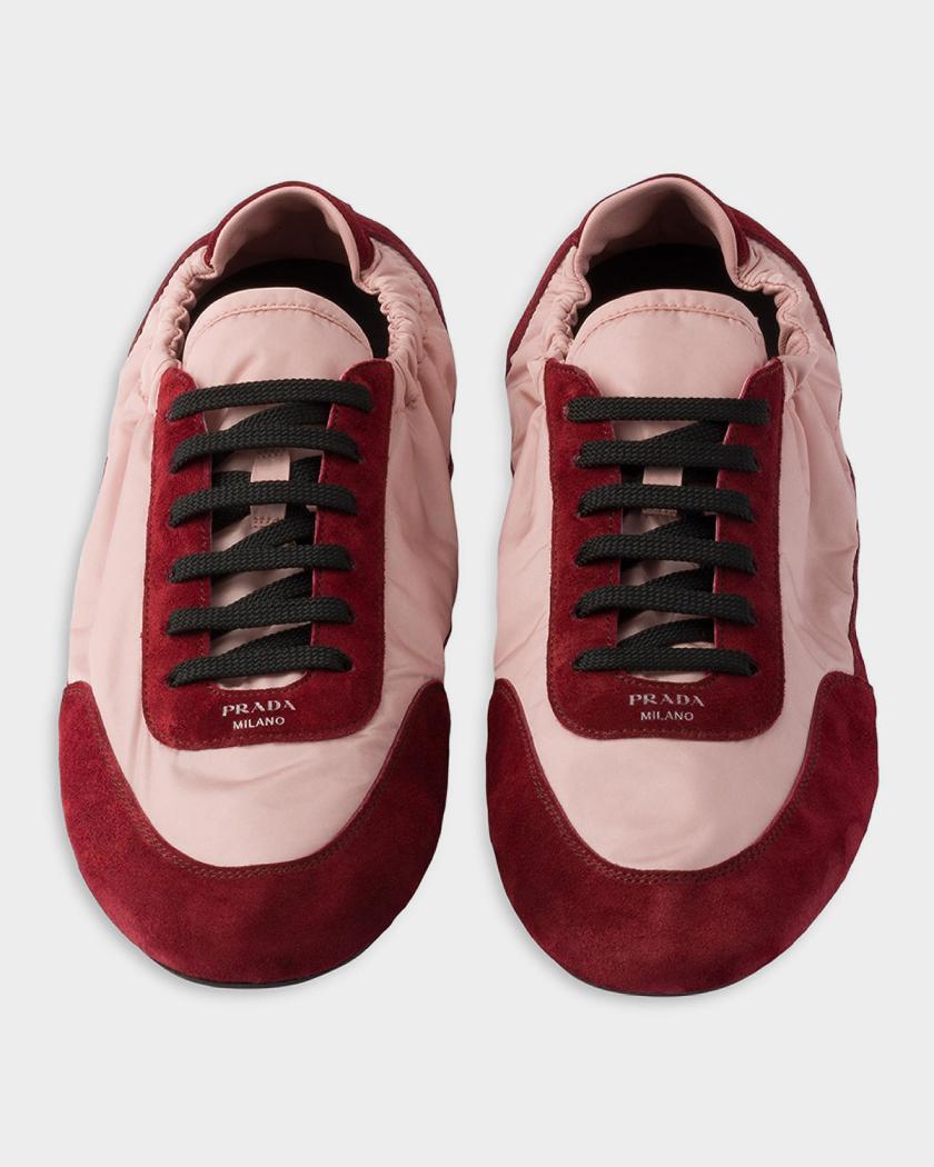 Prada Collapse Re-Nylon & Suede Sneakers | Neiman Marcus