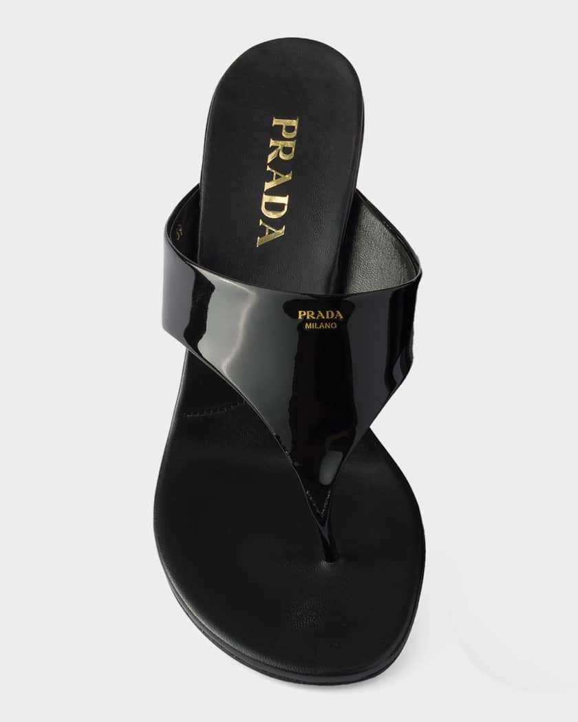 Prada Patent Leather Thong Sandals | Neiman Marcus