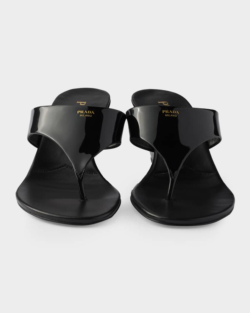 Prada Patent Leather Thong Sandals | Neiman Marcus