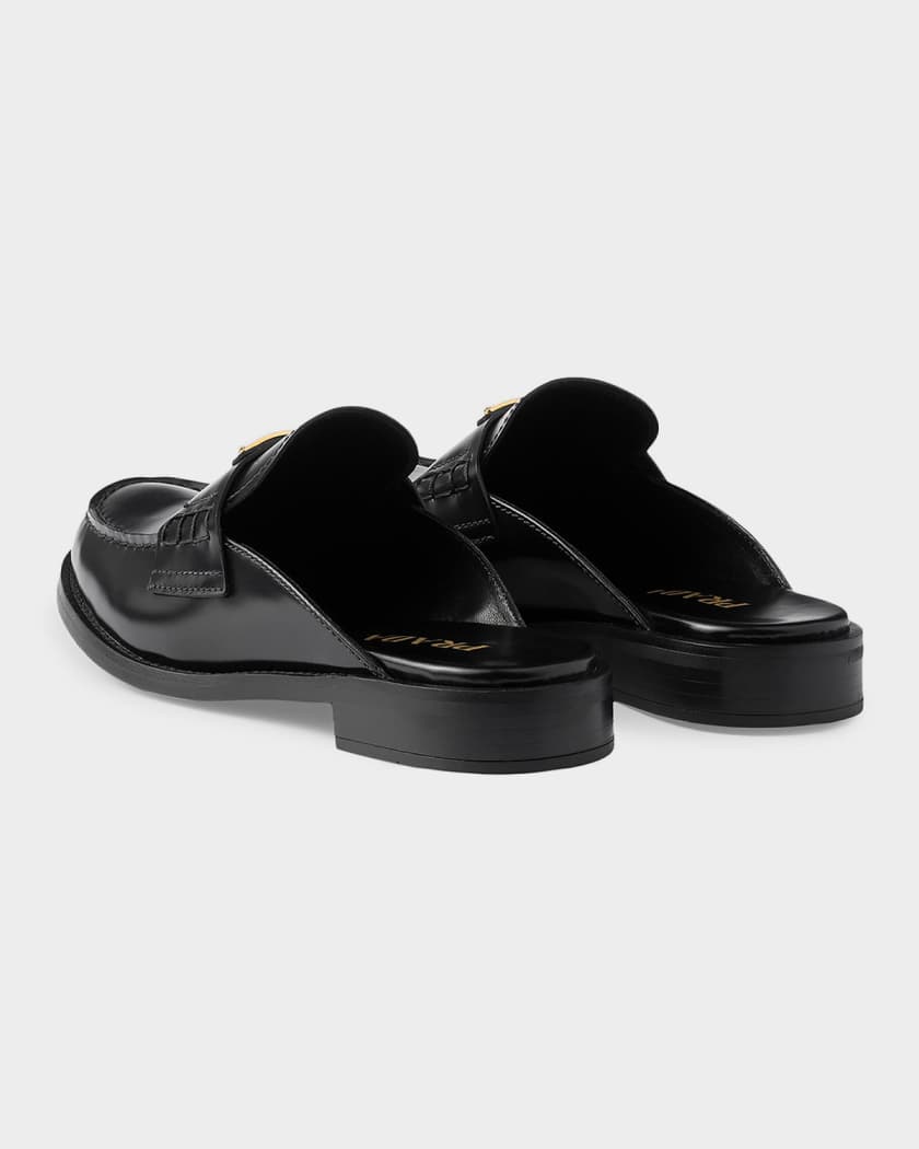 Prada Brushed Leather Mules | Neiman Marcus