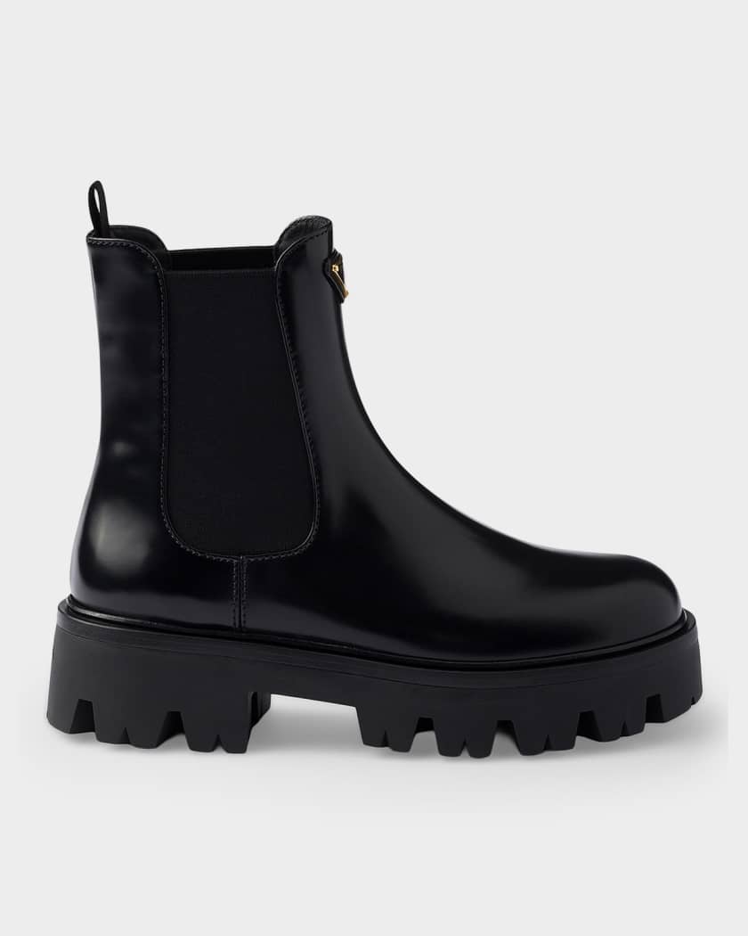 Prada Brushed Leather Chelsea Boots | Neiman Marcus