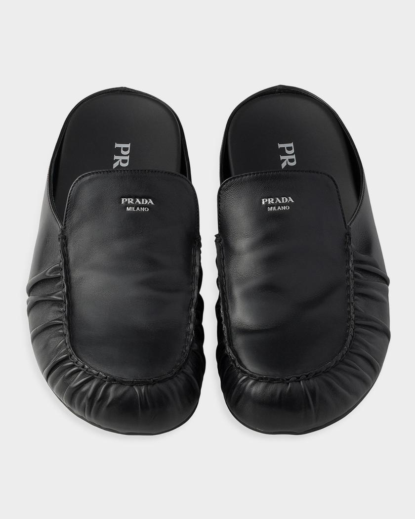 Prada Men’s mules in size 39 (6.5). Brushed leather mules in black - Prada | Mytheresa main image 3