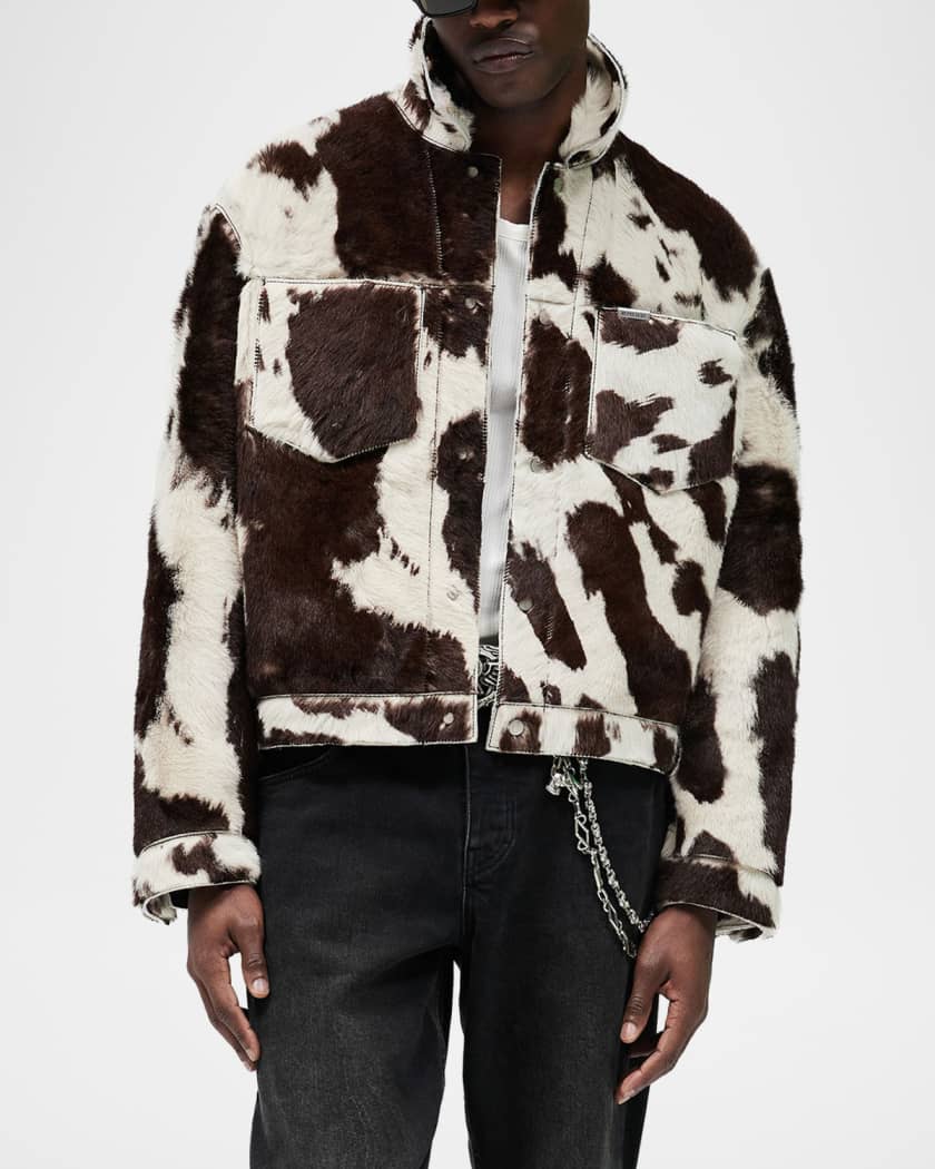 Men's Cowhide Leather Trucker Jacket