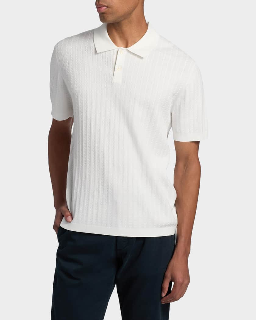 Theory Men's Striple Cable Knit Polo Shirt | Neiman Marcus