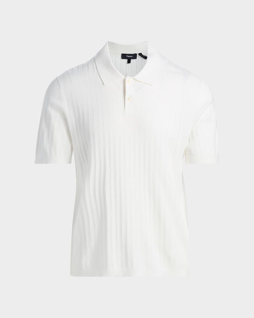 Theory Men's Striple Cable Knit Polo Shirt | Neiman Marcus