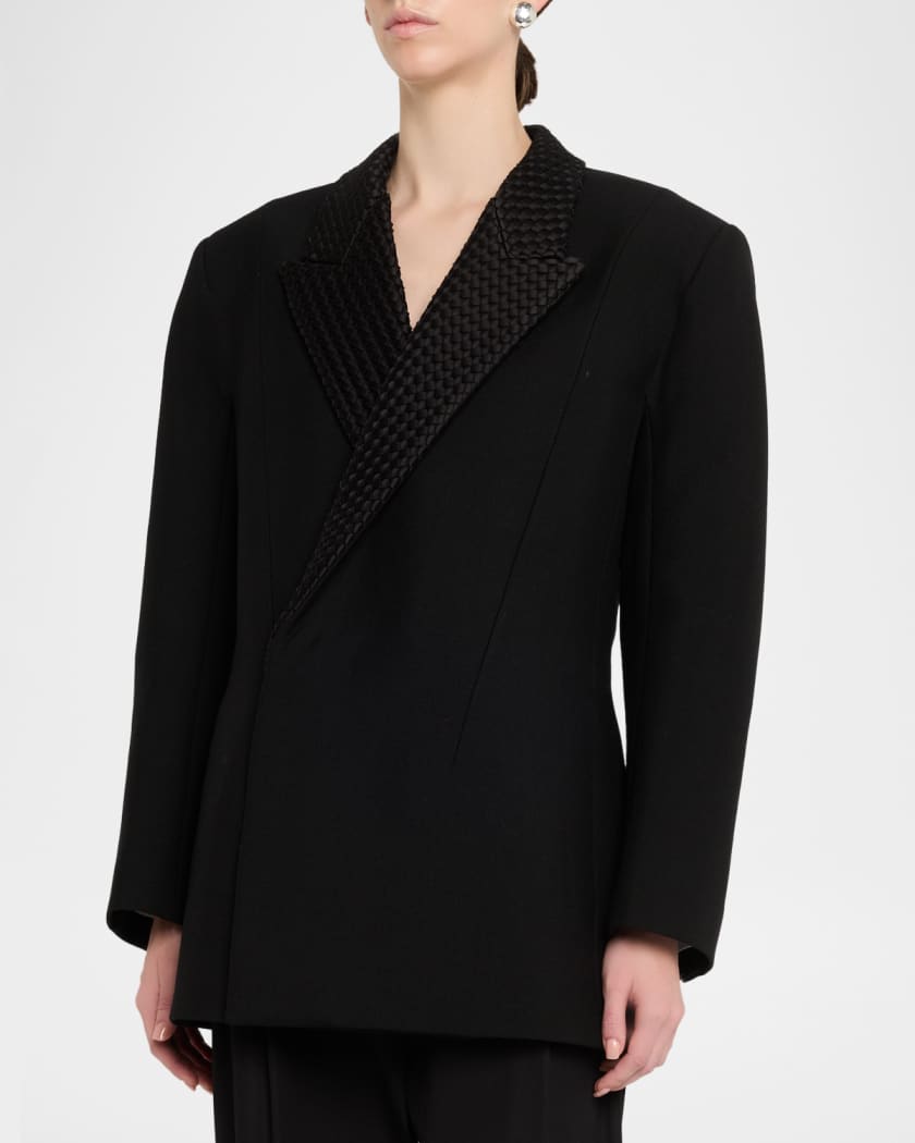 Bottega Veneta Intrecciato Lapels Double-Breasted Jacket | Neiman