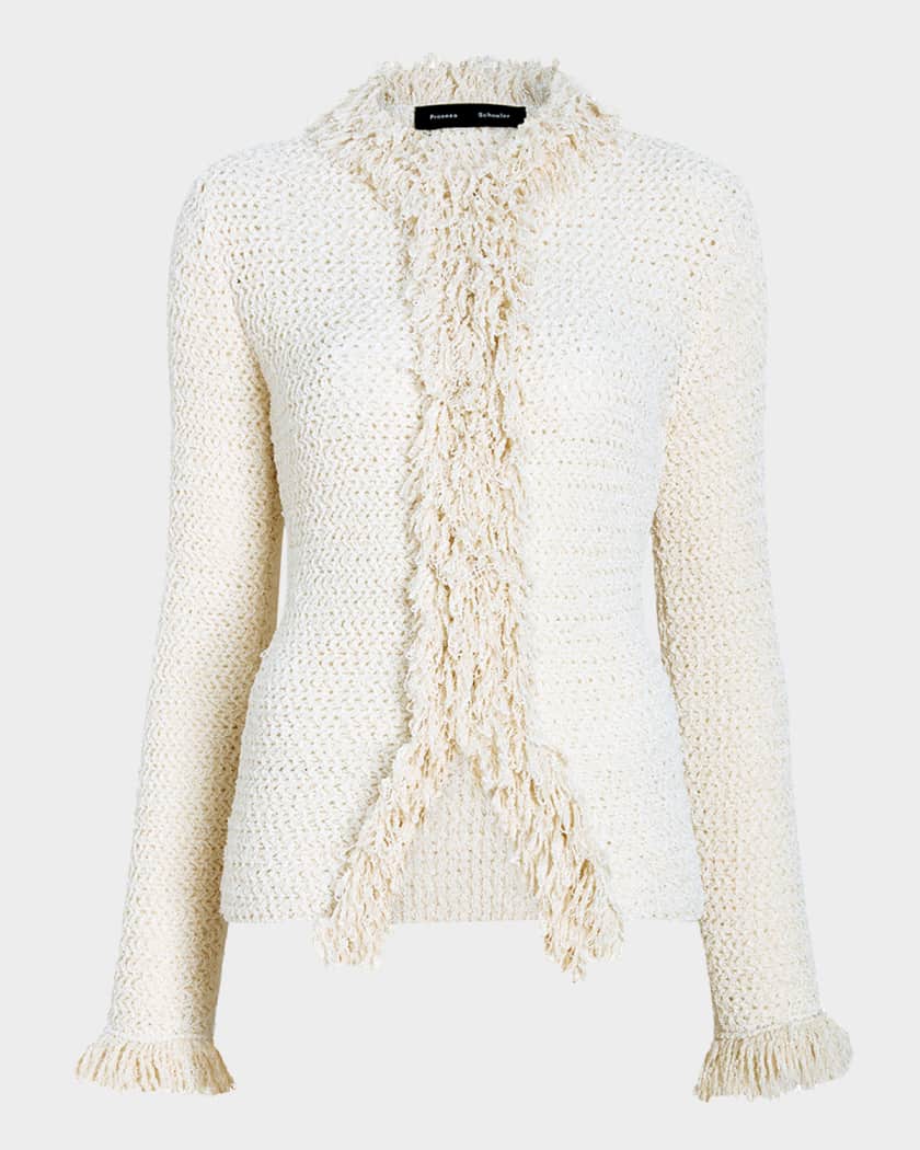 Proenza Schouler Nilo Textured Top w/ Frayed Trim | Neiman Marcus