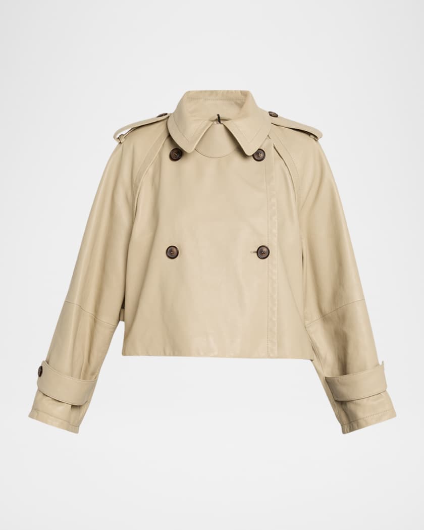 【タイムセール中】 Giorgio Armani Donna silk jk Giorgio Armani Leather Double-Breasted Boxy Trench Jacket | Neiman