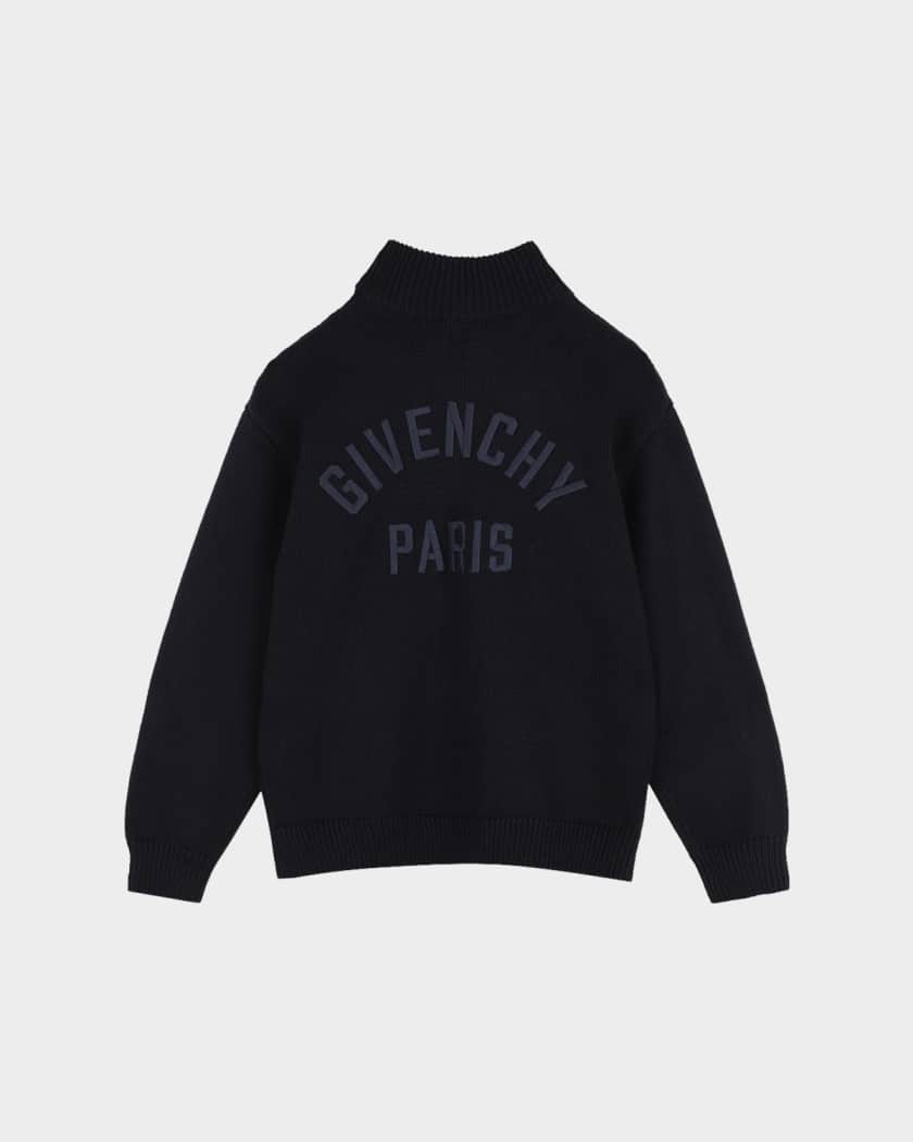 Givenchy Boy's Logo Cotton-Cashmere Knit Cardigan, Size 4-6