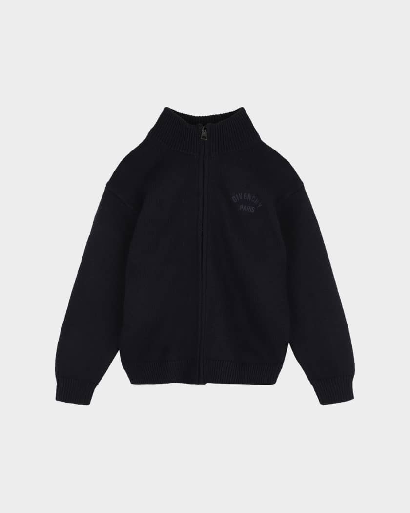 Givenchy Boy's Logo Cotton-Cashmere Knit Cardigan, Size 4-6