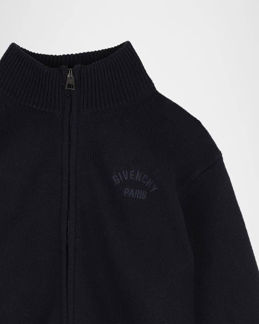 Givenchy Boy's Logo Cotton-Cashmere Knit Cardigan, Size 4-6