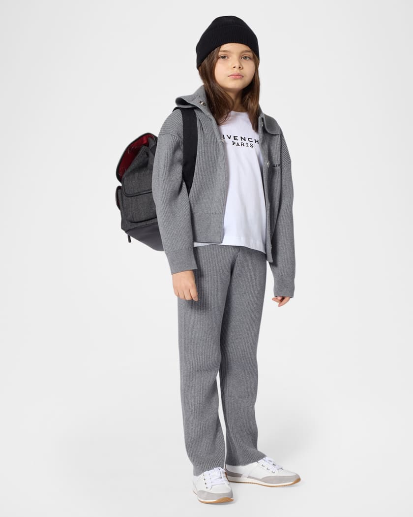 Givenchy Girl's Logo Cotton-Cashmere Knit Cardigan, Size 4-6