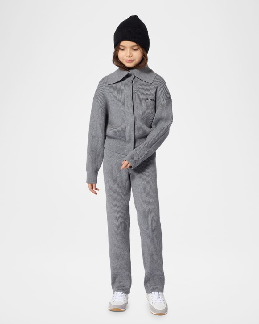Givenchy Girl's Logo Cotton-Cashmere Knit Cardigan, Size 4-6
