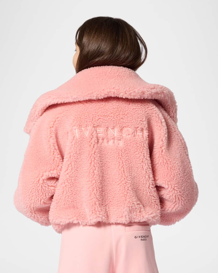Givenchy Girl's Faux-Fur Cropped Bomber Jacket, Size 8-12 | Neiman