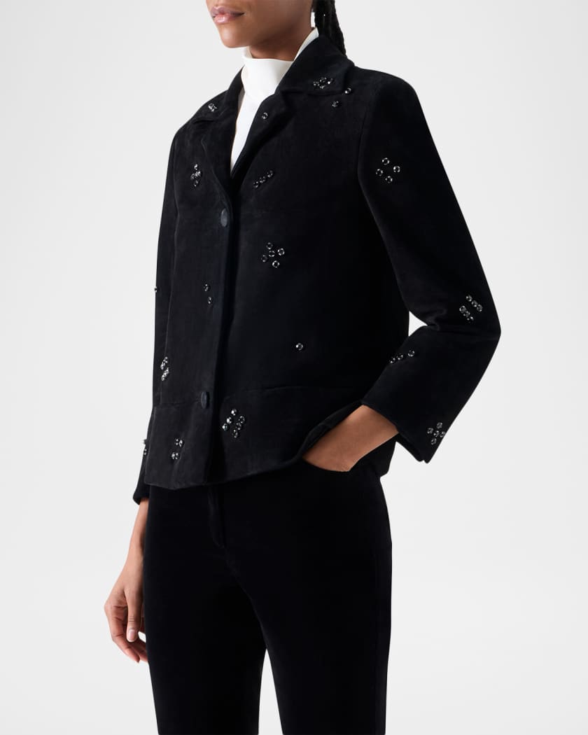 Akris punto Crystal Goat Suede Single-Breasted Jacket | Neiman Marcus
