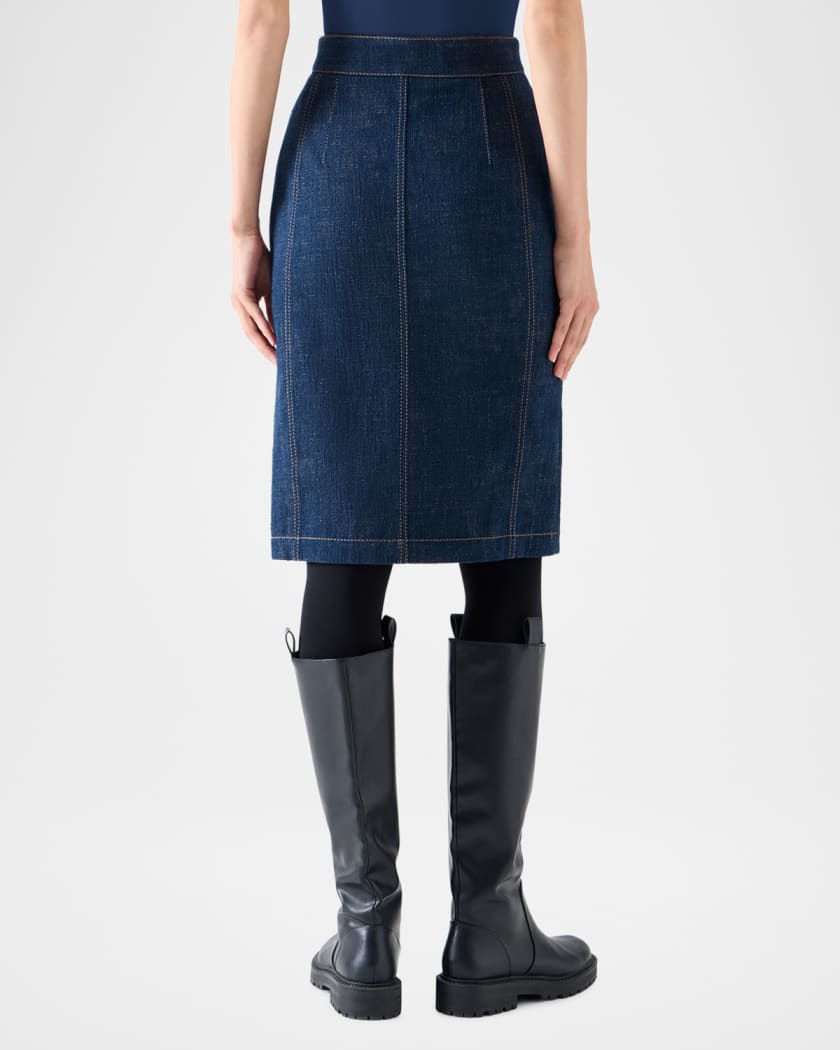 Akris punto Pencil Winter Denim Midi Skirt | Neiman Marcus