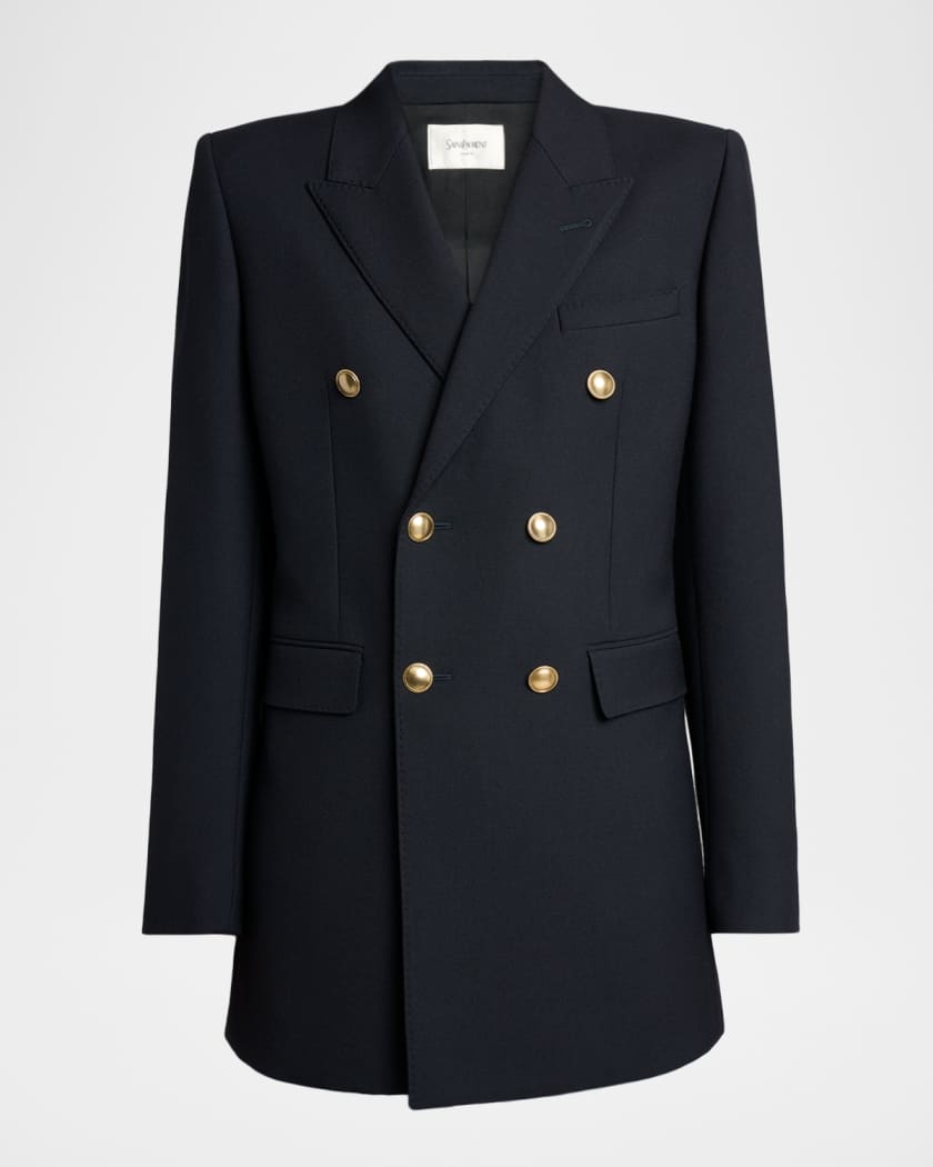 専用 渋谷 Time is on BUTTON DOUBLE BREASTED Saint Laurent Wool Gabardine Double-Breasted Jacket | Neiman Marcus