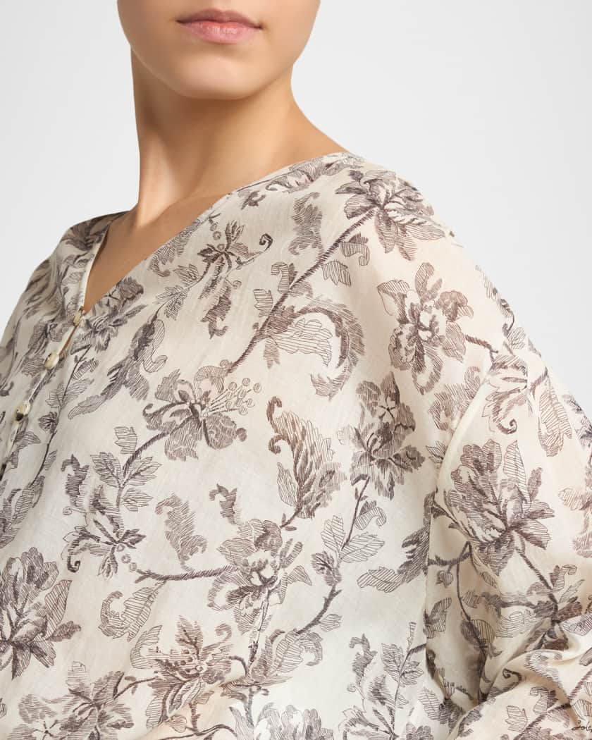 Golden Goose Journey Floral Long-Sleeve Cotton Voile Mini Dress | Neiman  Marcus