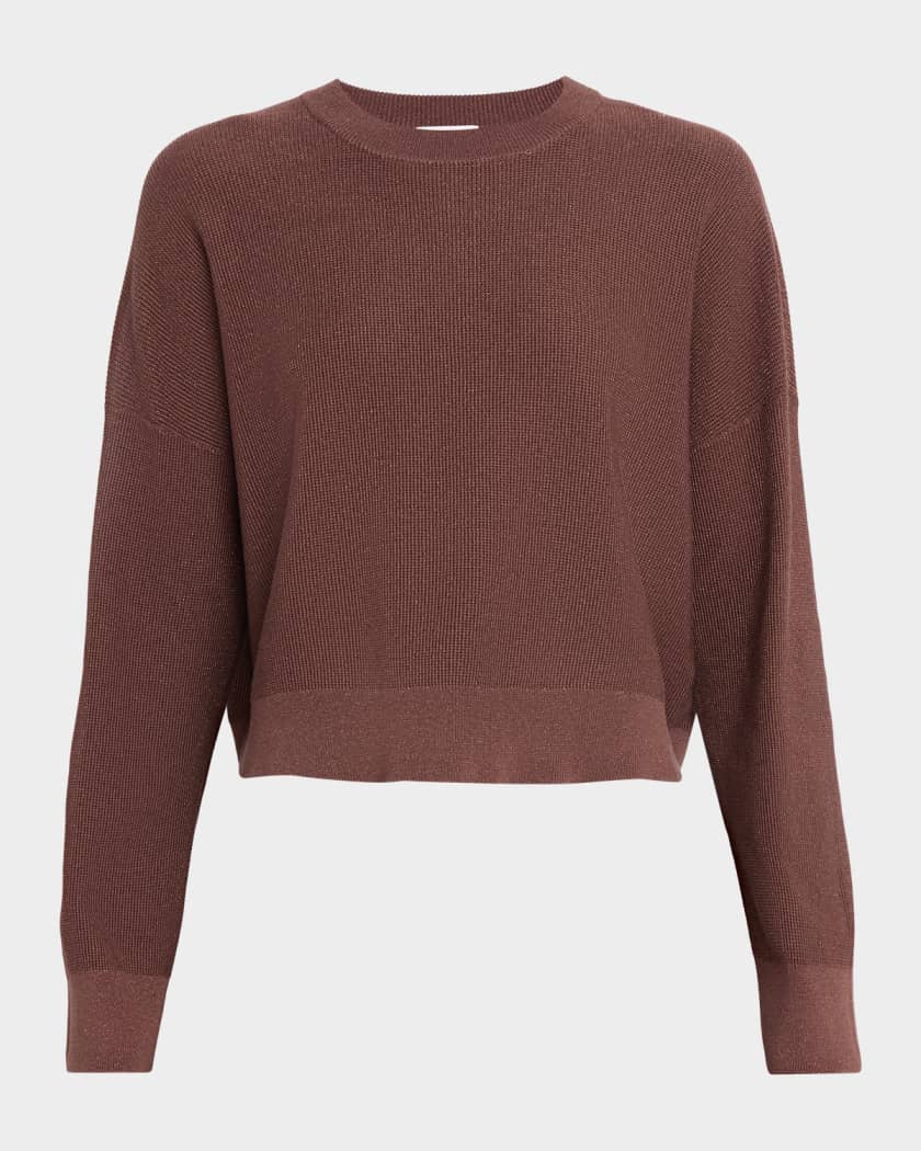 Brunello Cucinelli Metallic Net Knit Crewneck Sweater | Neiman Marcus