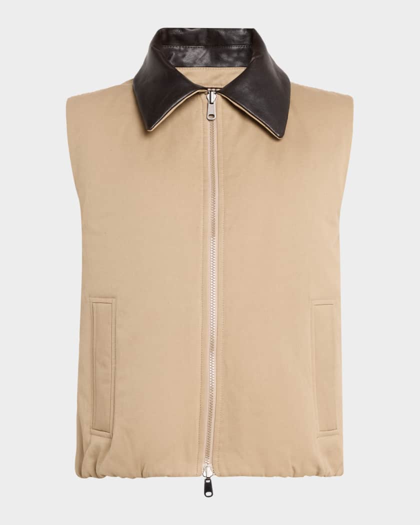 Brunello Cucinelli Reversible Check Padded Cotton-Linen Vest