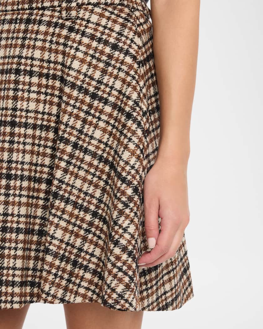 Brunello Cucinelli Checked Wool-Alpaca Mini Circle Skirt | Neiman