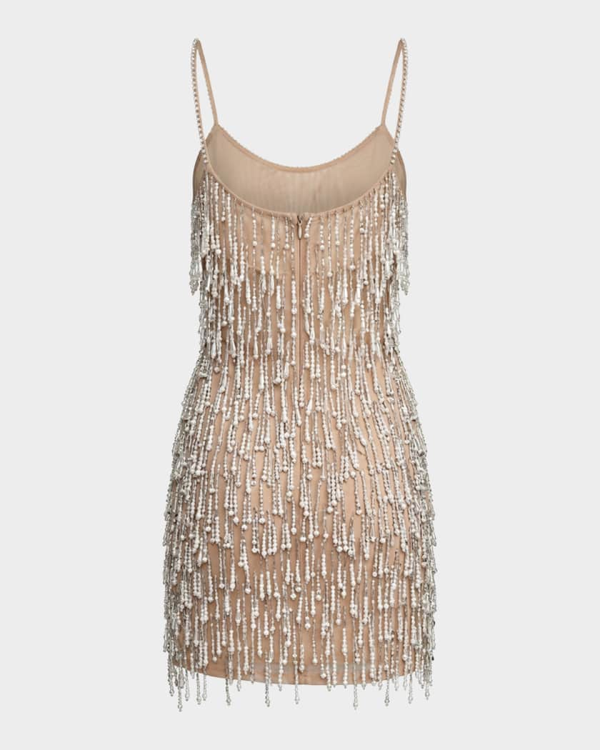 beaded fringe tiered dress L'AGENCE Gracelynn Beaded Fringe Dress In Antique Gold Beaded Fringe main image 1