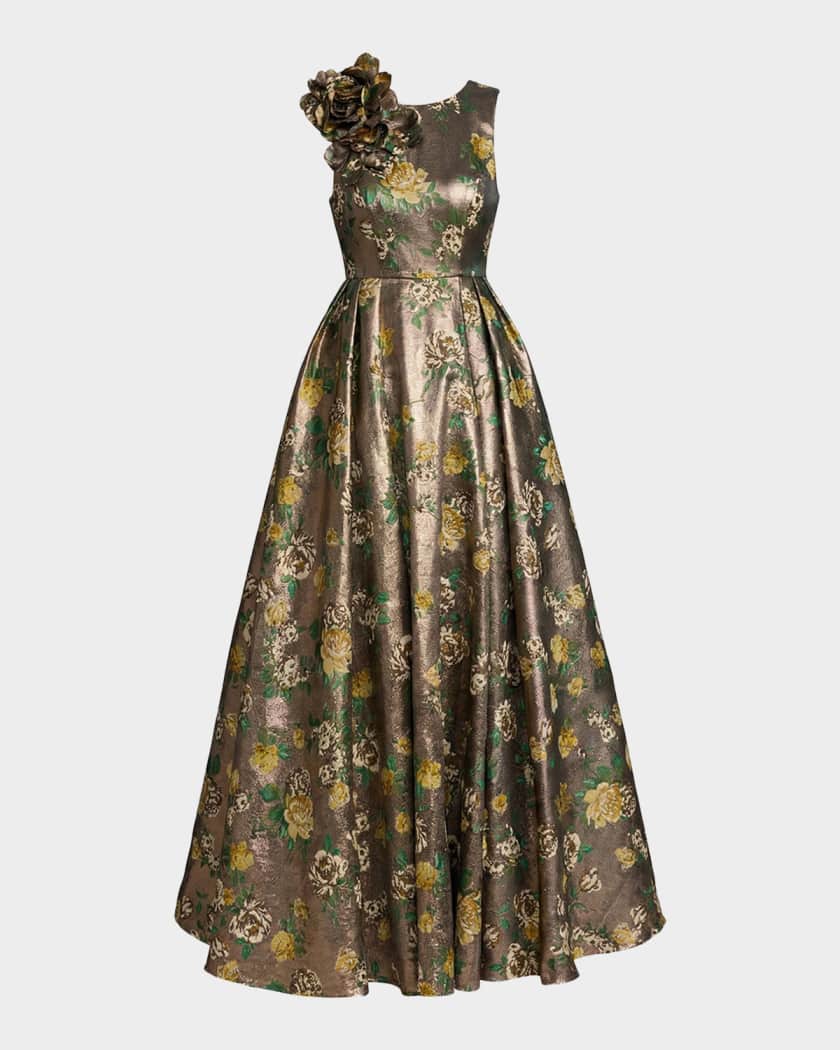 mac duggal metallic floral midi dress Plus Size Sequin Floral Detail Midi Dress Sequin Floral Detail Midi Mac  Duggal 68638