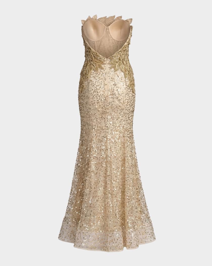 mac duggal strapless bustier sequin beaded mini dress Strapless Bustier Sequin Beaded Mini Dress