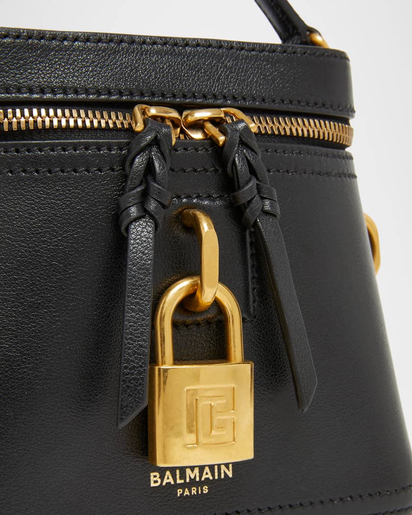 Balmain Pulse Padlock-Embellished Vanity Bag in Leather | Neiman