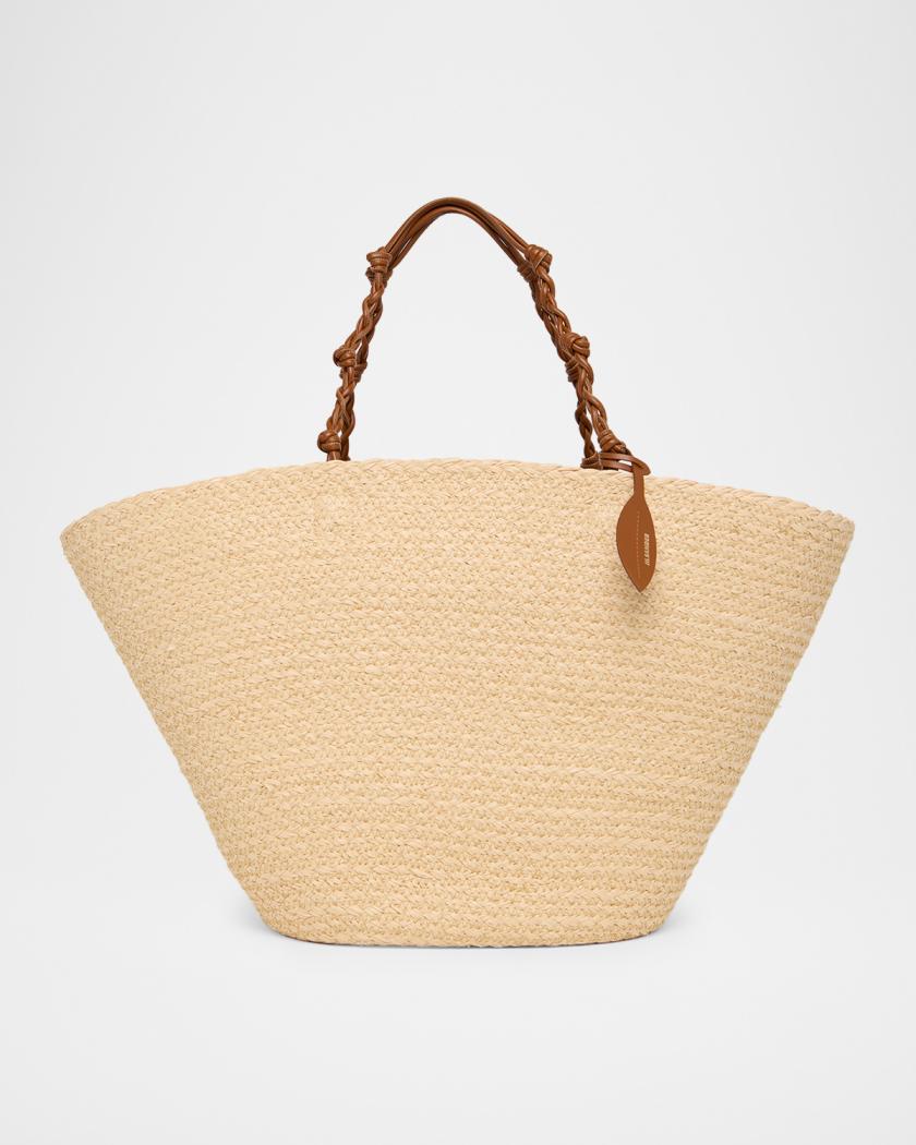 Jil Sander Tangle Large Woven Raffia Bucket Bag | Neiman Marcus