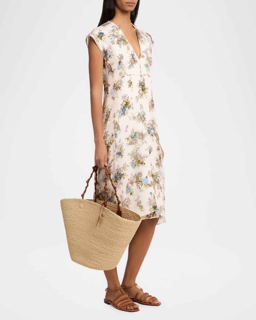 Jil Sander Tangle Large Woven Raffia Bucket Bag | Neiman Marcus