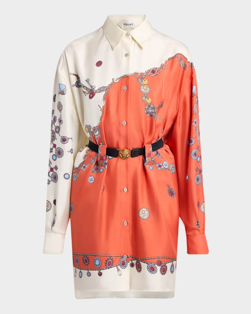 Versace Printed Silk Twill Shirtdress | Neiman Marcus