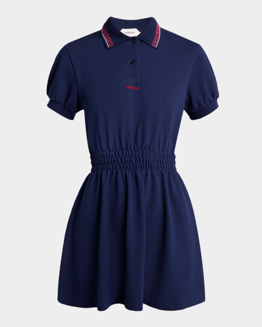 Versace Embroidered Knit Mini Polo Dress | Neiman Marcus