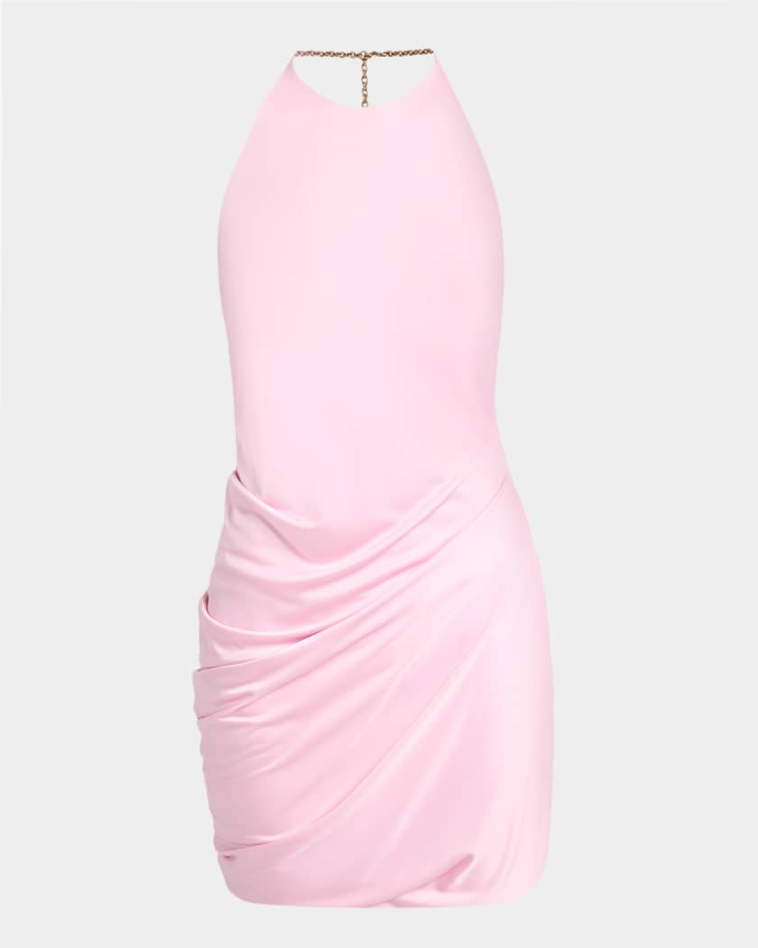 Versace Medusa Chain Satin-Viscose Mini Dress | Neiman Marcus