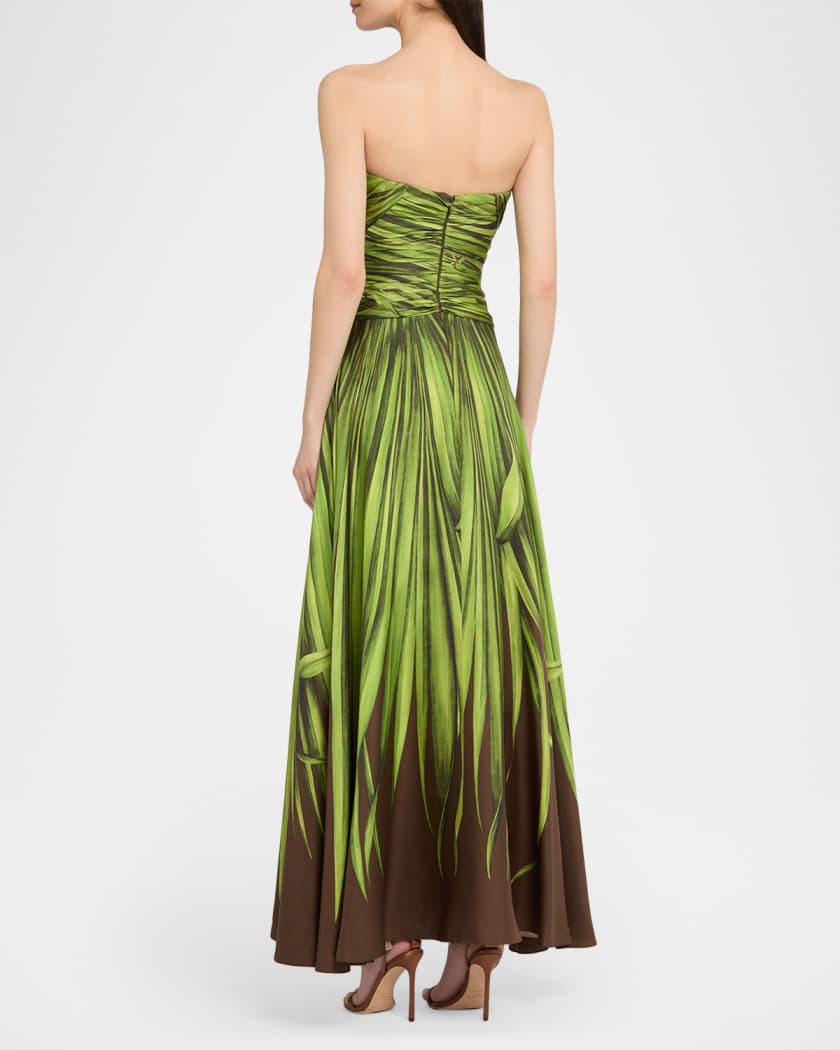 Oscar de la Renta Strapless Cutout Silk Twill Gown | Neiman Marcus