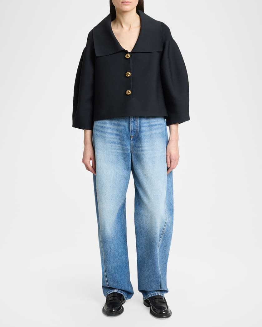 Givenchy Cocoon Button-Down Crop Jacket | Neiman Marcus