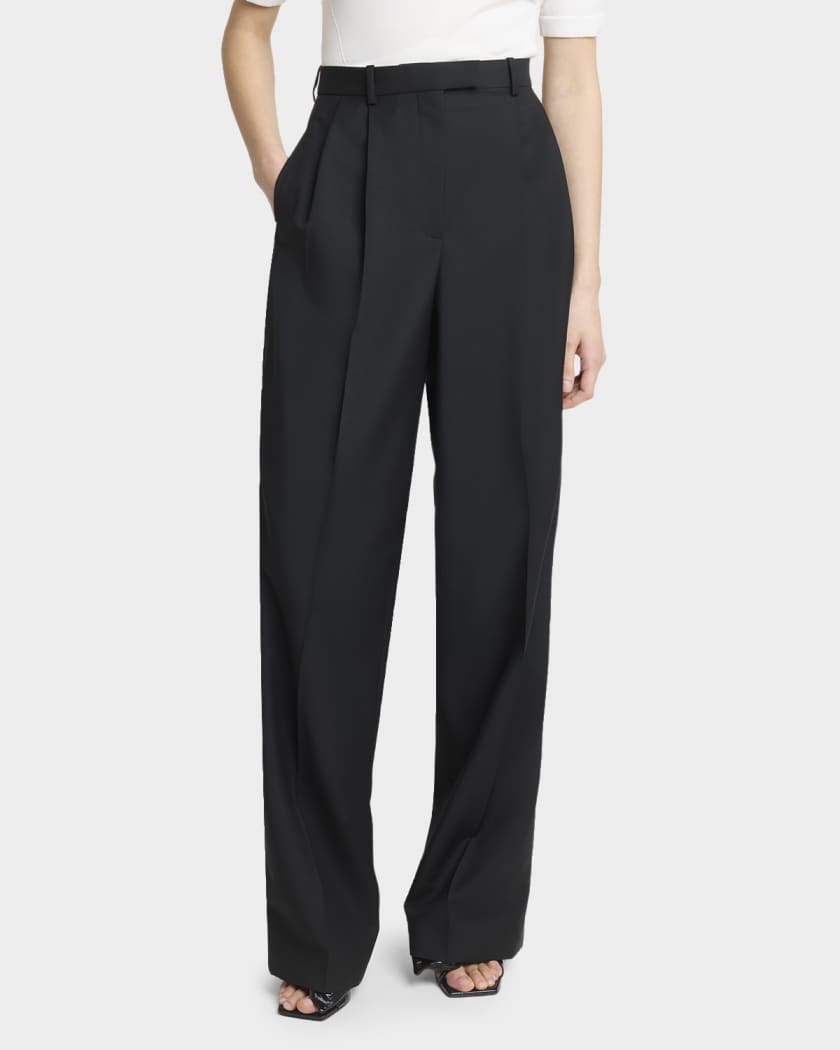 Givenchy Pleated Wool-Mohair Tuxedo Pants | Neiman Marcus