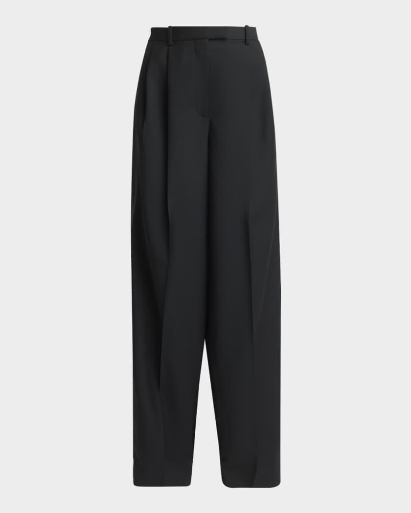 Givenchy Pleated Wool-Mohair Tuxedo Pants | Neiman Marcus