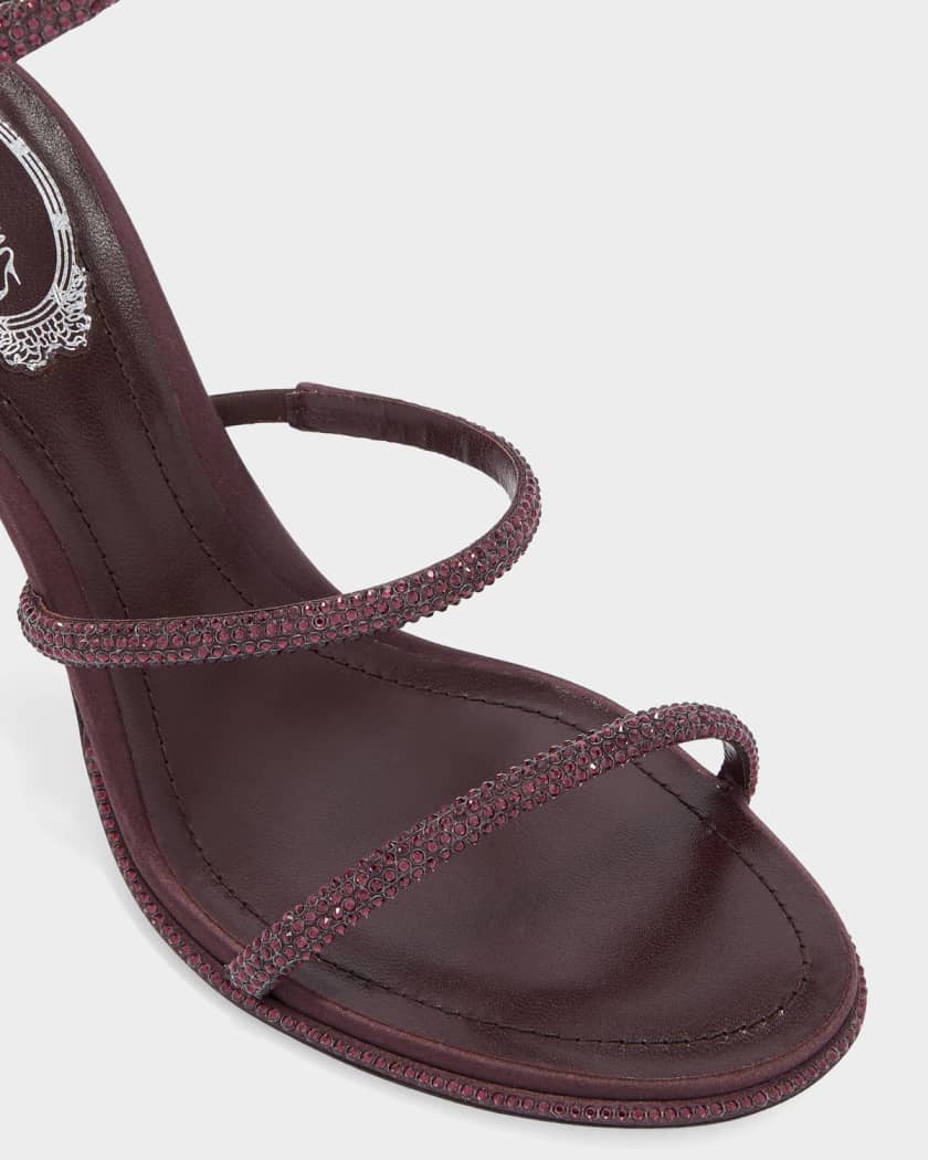 Rene Caovilla 105mm Cleo Embellished Satin Snake-Wrap Sandals