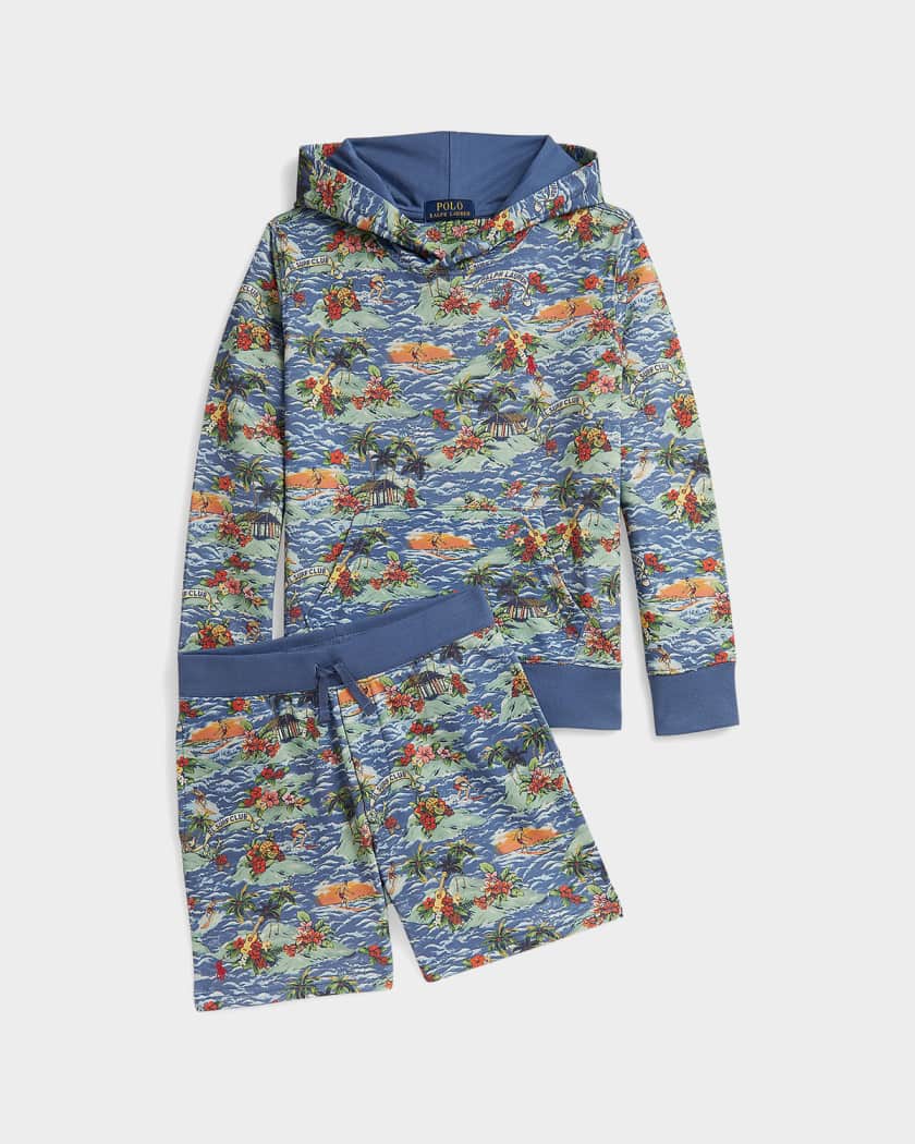 Ralph Lauren Boy's Tropical-Print French Terry Hoodie, S-XL