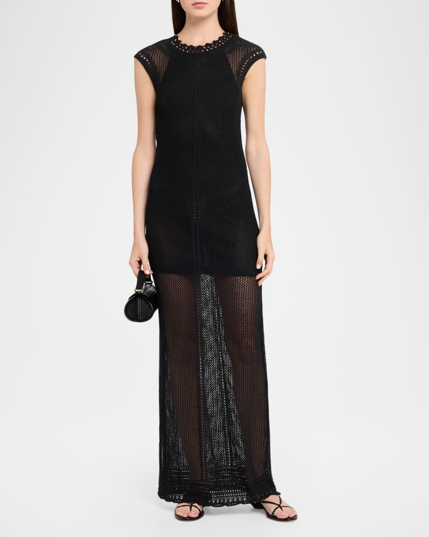 Isabel Marant Women's Metaya Cotton-Blend Mesh Maxi Dress - Black - Size 6